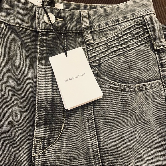 Isabel Marant NWT Hominy High Waist Slim Grey Jeans 42 Pin Tuck - Picture 3 of 8